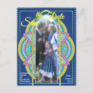 Carte Postale Faire-part Mandalas en bleu néerlandais mixte