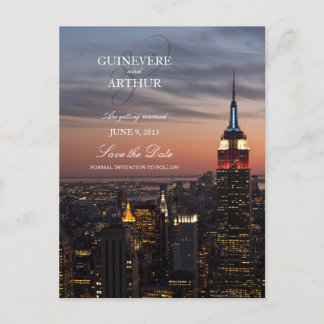 Carte Postale Faire-part Manhattan New York Sunset Wedding Enregistrer la d