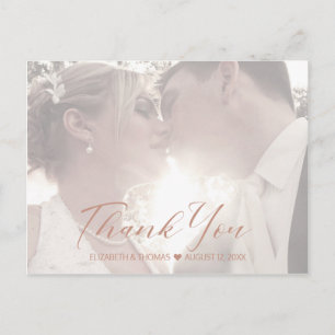 Carte Postale Faire-part Marbre Paillettes Merci Rose Gold ID644