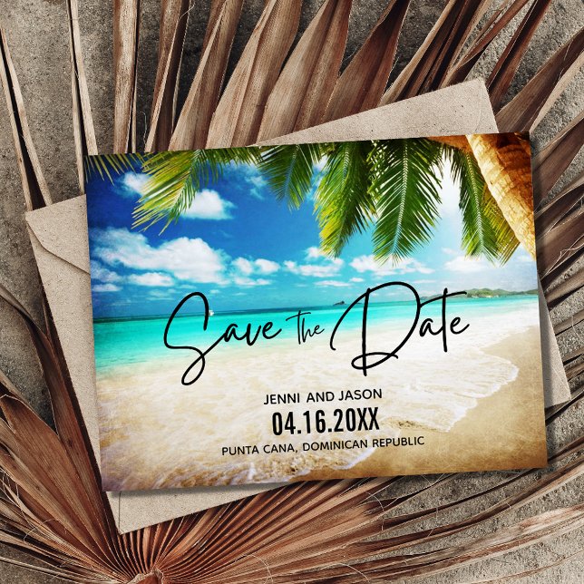 Carte Postale Faire-part Mariage à destination sur la plage - Enregistrez l (Créateur téléchargé)