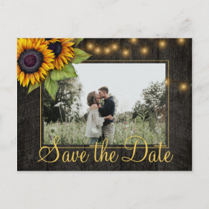 Carte Postale Faire-part Mariage à la campagne aux tournesols Noël enregist