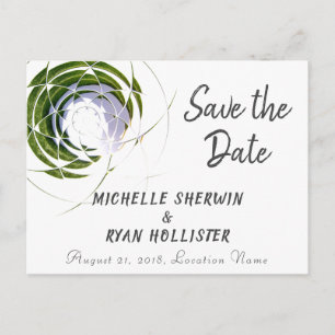 Carte Postale Faire-part Mariage à la date de réservation Feuilles d'olive 