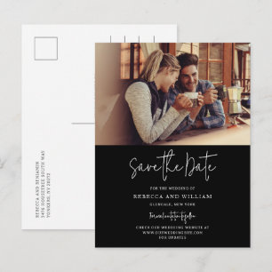 Carte Postale Faire-part Mariage à la main avec deux photos Enregistrer la