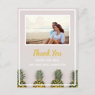 Carte Postale Faire-part Mariage à l'ananas Merci Photo Tropical