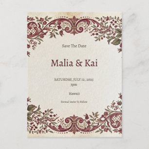 Carte Postale Faire-part Mariage à l'Orchidée Tropicale