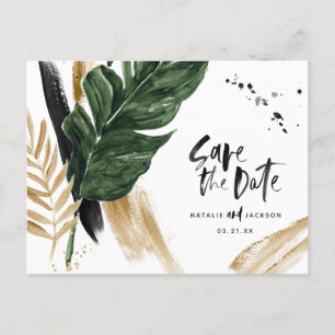 Carte Postale Faire-part mariage abstrait tropical moderne et peint sauve