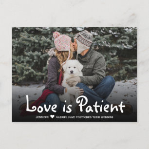 Carte Postale Faire-part Mariage Amour est Patient Reporté Simple Photo