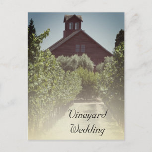 Carte Postale Faire-part Mariage au milieu des vignes et dans une grange ru