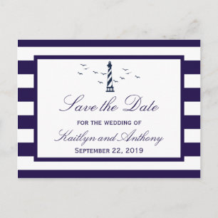 Carte Postale Faire-part Mariage au Phare de Nautique Enregistrer la Date