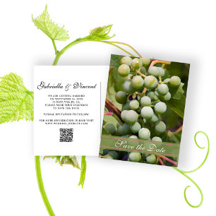 Carte Postale Faire-part Mariage au vignoble de raisins verts Enregistrer l