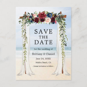 Carte Postale Faire-part Mariage Beach Canopy Aquarelle Florale