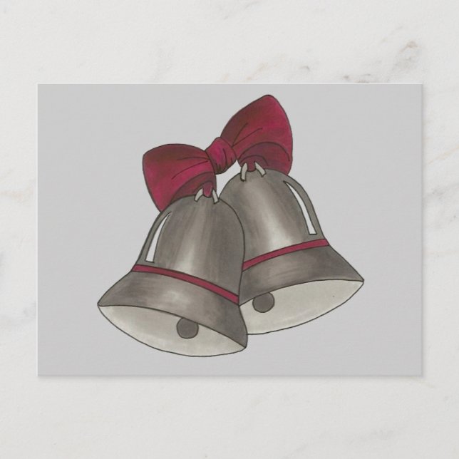 Carte Postale Faire-part Mariage Bell Bells Argent Enregistrer la date Cart (Devant)