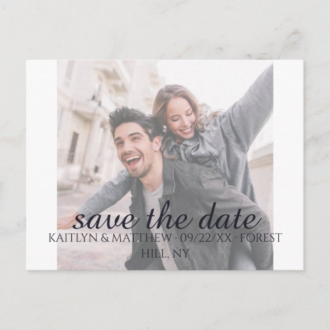 Carte Postale Faire-part Mariage bleu clair (Devant)