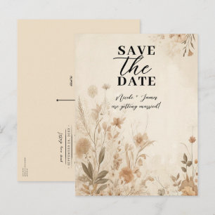 Carte Postale Faire-part Mariage Bohème Floral Botanique Délicat Vintage