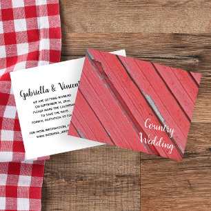 Carte Postale Faire-part Mariage campagnard en bois de la grange rouge Enre