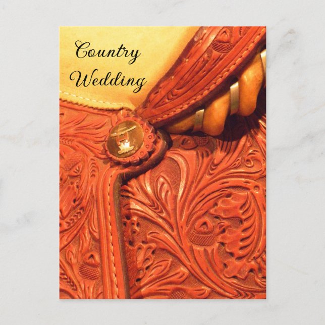 Carte Postale Faire-part Mariage campagnard Western Saddle Enregistrer la d (Devant)