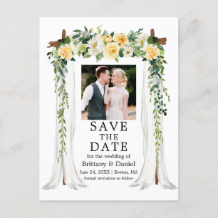 Carte Postale Faire-part Mariage Canopy Aquarelle Jaune Florale Photo