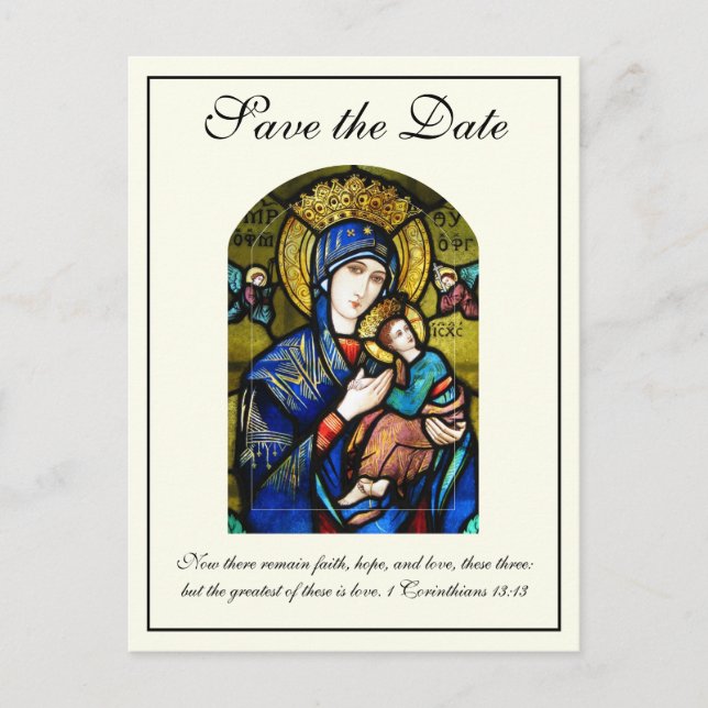 Carte Postale Faire-part Mariage catholique byzantin : Enregistrez la date (Devant)