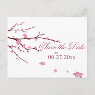 Carte Postale Faire-part Mariage Cerise Blossom Enregistrer Les Dates