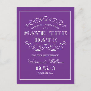 CARTE POSTALE FAIRE-PART MARIAGE CHIC ANNONCE POUR RÉSERVER LA DATE