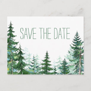 Carte Postale Faire-part Mariage dans l'arbre du sapin Enregistrer la date