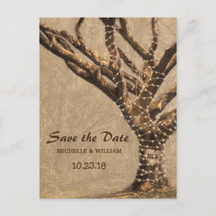 Carte Postale Faire-part Mariage dans l'arbre rustique Enregistrer la date