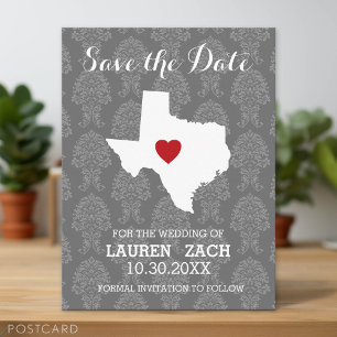 Carte Postale Faire-part Mariage dans l'État d'origine Texas Date à sauvega