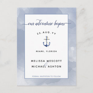 Carte Postale Faire-part #Mariage d'aquarelle nautique / Événement Enregist