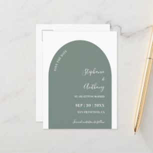 Carte Postale Faire-part Mariage d'arche verte et blanche Sage