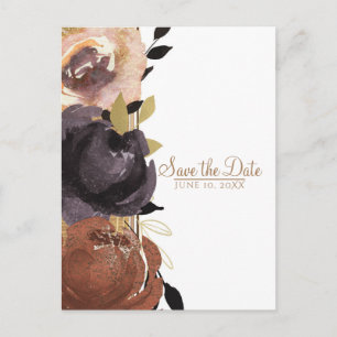 Carte Postale Faire-part Mariage de automne Gras Fleurs de Glam Enregistrer