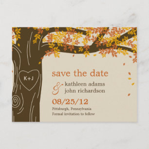 Carte Postale Faire-part Mariage de automne Oak Tree Enregistrer La Date Ca