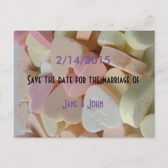 Carte Postale Faire-part mariage de bonbons valentine sauvegarder la date c (Devant)