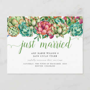 Carte Postale Faire-part Mariage de cactus rustiques succulents