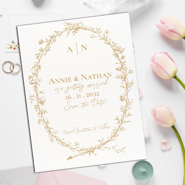 Carte Postale Faire-part Mariage de cadre de conception d'organisation comp (Monogram Intricate Ornate Design Frame Wedding Announcement Postcard)