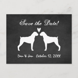Carte Postale Faire-part Mariage de chiens boxer Enregistrez la date