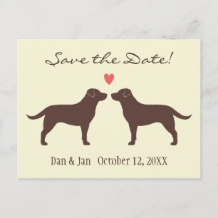 Carte Postale Faire-part Mariage de chiens Labradors au Chocolat Enregistre