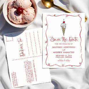 Carte Postale Faire-part Mariage de cône de crème glacée capricieuse Enregi