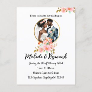 Carte Postale Faire-part Mariage de couple afro-américain
