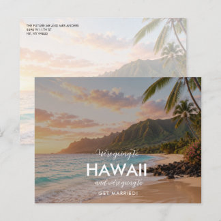 Carte Postale Faire-part Mariage de Destination à Hawaii, Enregistrez la Da