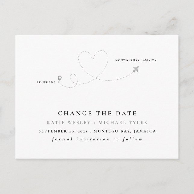 Carte Postale Faire-part Mariage de destination Argent Modifier la date (Devant)