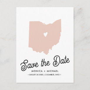 CARTE POSTALE FAIRE-PART MARIAGE DE DESTINATION DE L'ÉTAT DE L'OHIO TOUTE C
