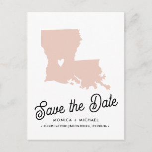 CARTE POSTALE FAIRE-PART MARIAGE DE DESTINATION D'ÉTAT LOUISIANE TOUTE COUL
