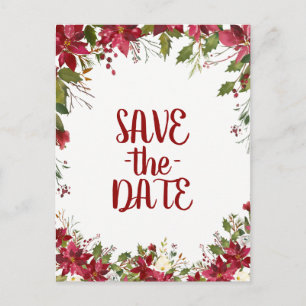Carte Postale Faire-part Mariage de Fêtes de Noël Poinsettia Sauvegarder la