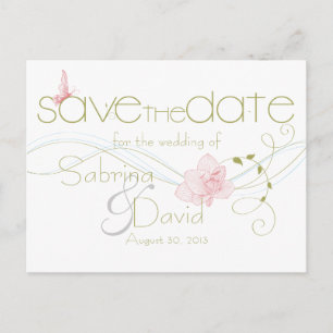 Carte Postale Faire-part Mariage de jardin Lys roses Enregistrer la date