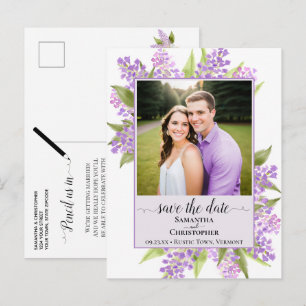 Carte Postale Faire-part Mariage de Lilacs rustiques Enregistrer la date La