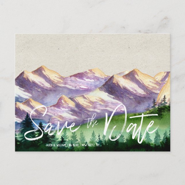 Carte Postale Faire-part Mariage de montagne rustique | Enregistrer la cart (Devant)