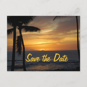 Carte Postale Faire-part Mariage de palmiers tropicaux Date