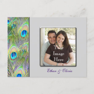 Carte Postale Faire-part Mariage de paon Enregistrer la date