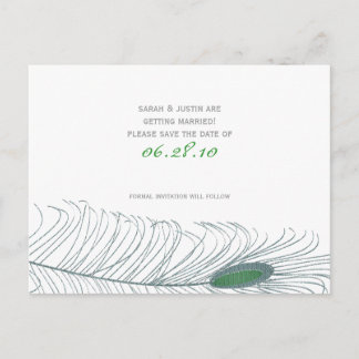 Carte Postale Faire-part Mariage de plumes II