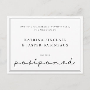 Carte Postale Faire-part Mariage de report minimaliste